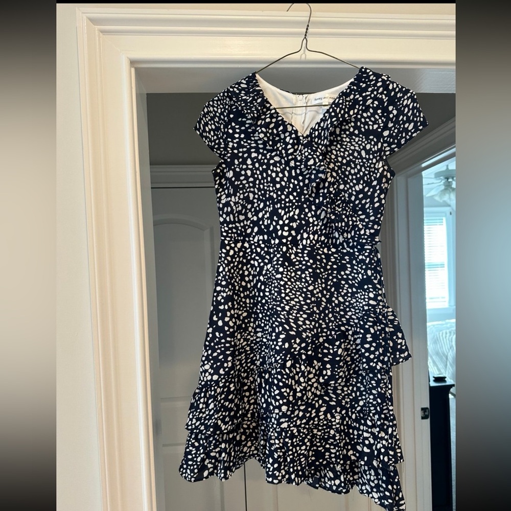 Dillard’s Navy and White Patterned Dress